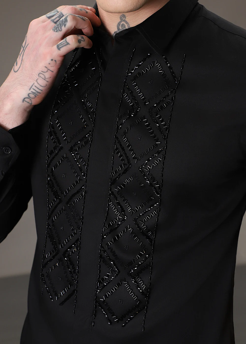 Beadazzleclub Black Designer Shirt