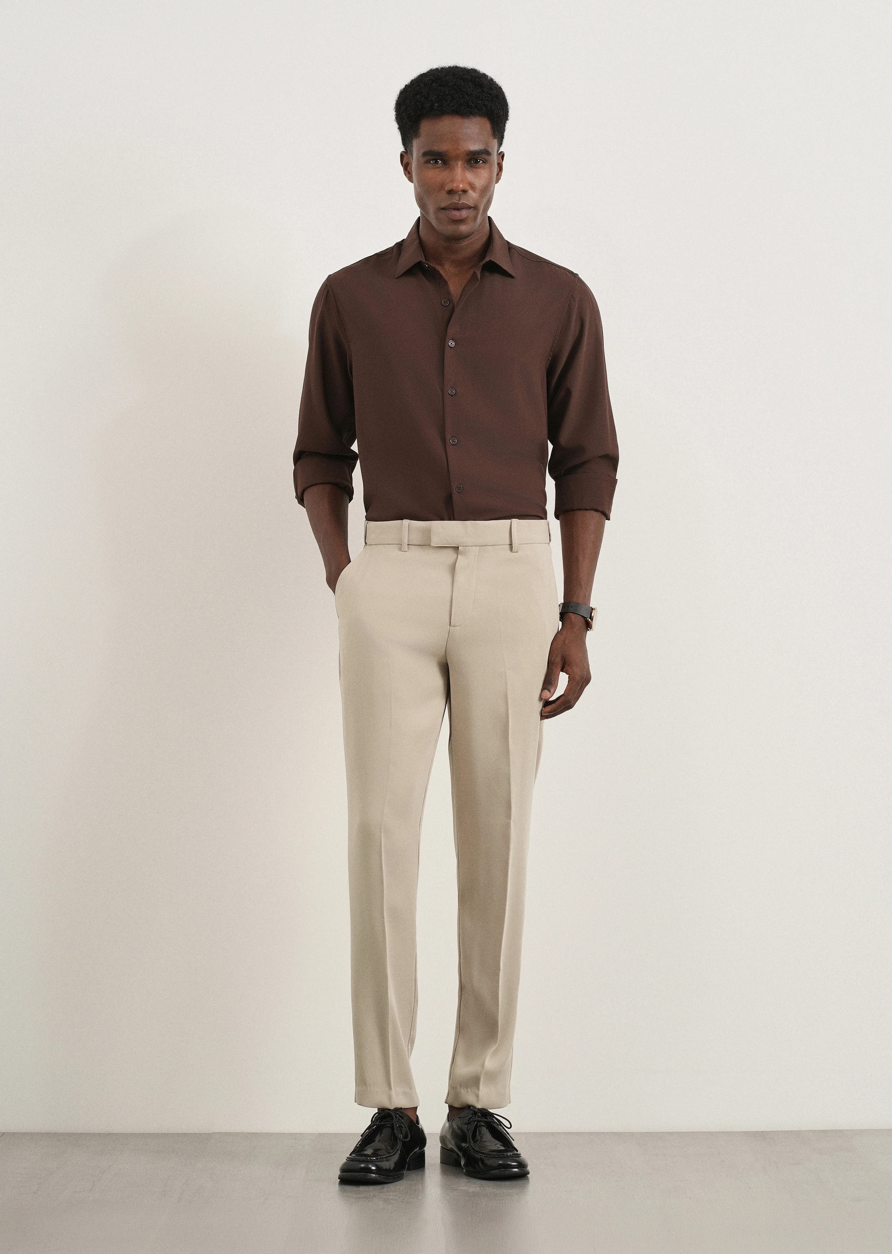Beige Flex Waist Slim Fit Trouser - Image 6