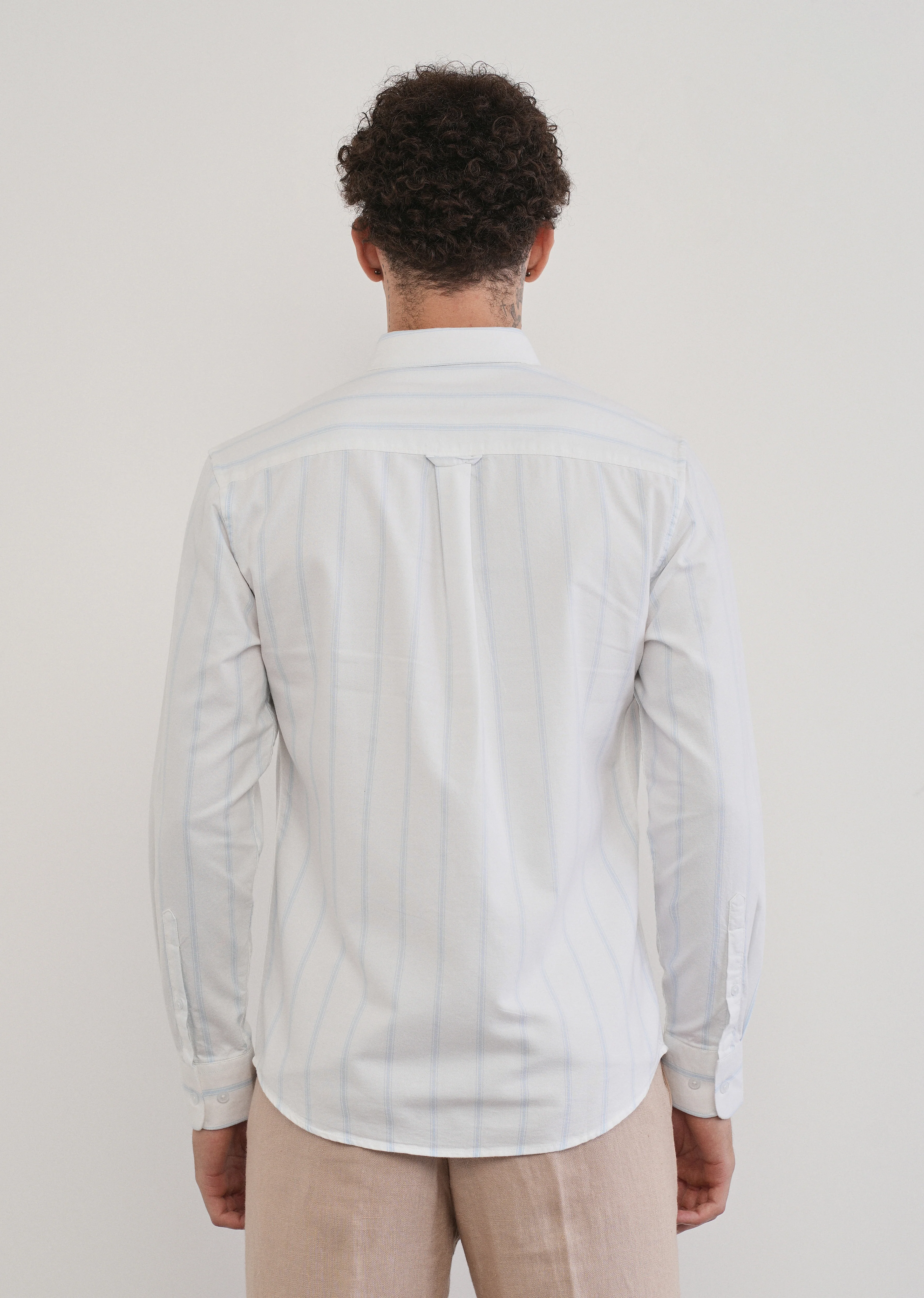 Blue Cluster Stripe Cotton Shirt - Image 2