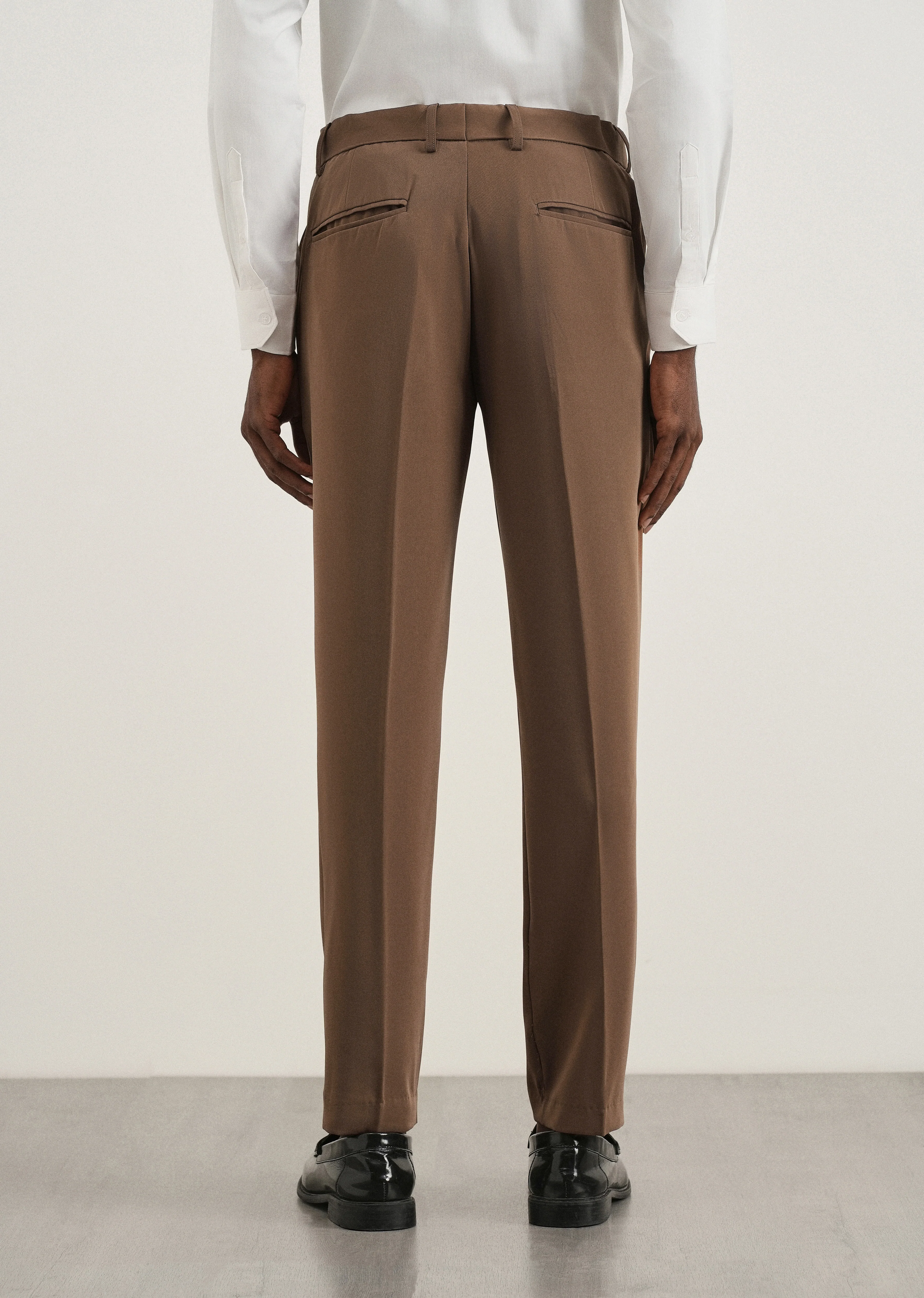 Chocolate Brown Flex Waist Slim Fit Trouser - Image 2