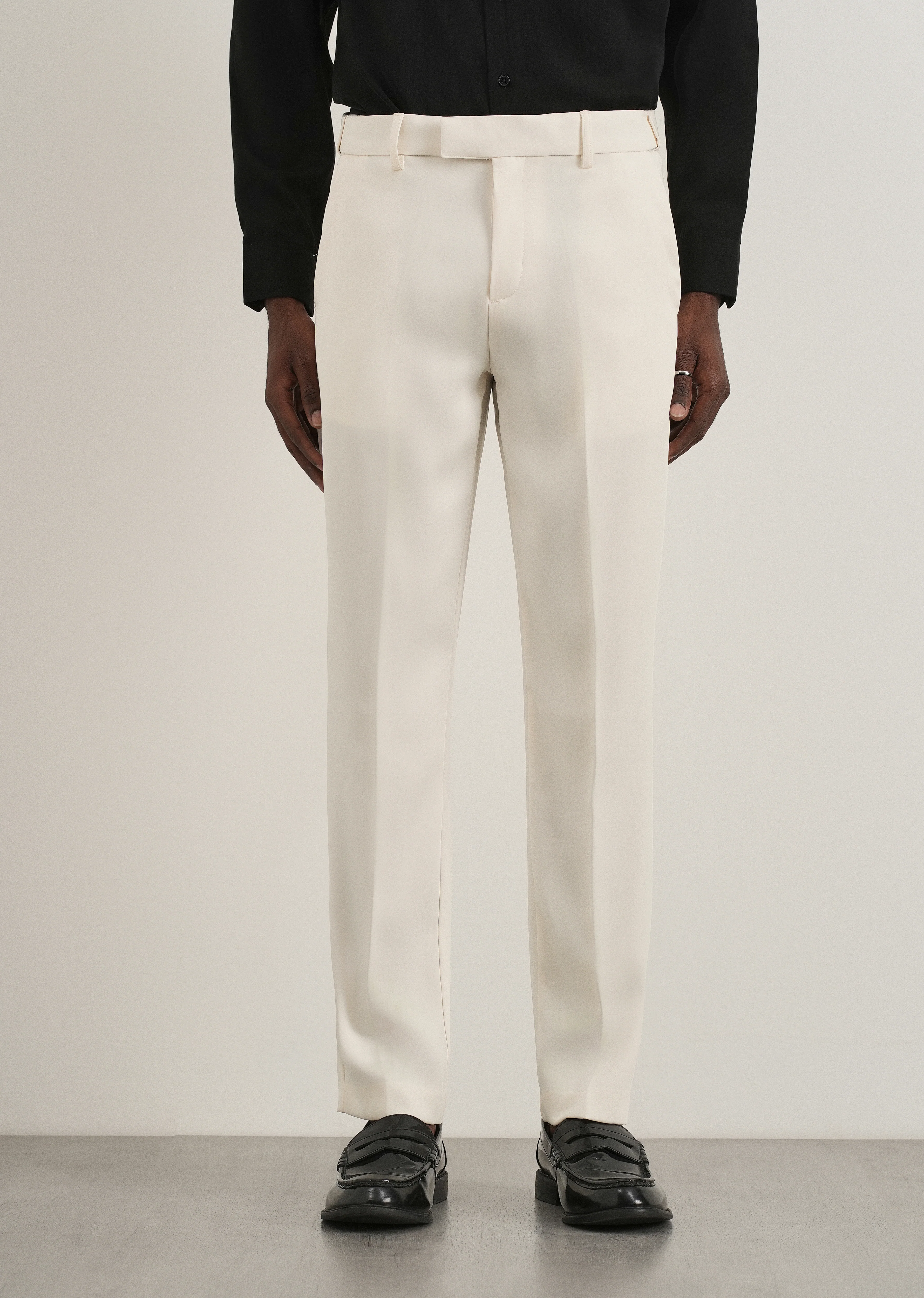 Cream Flex Waist Slim Fit Trouser - Image 3