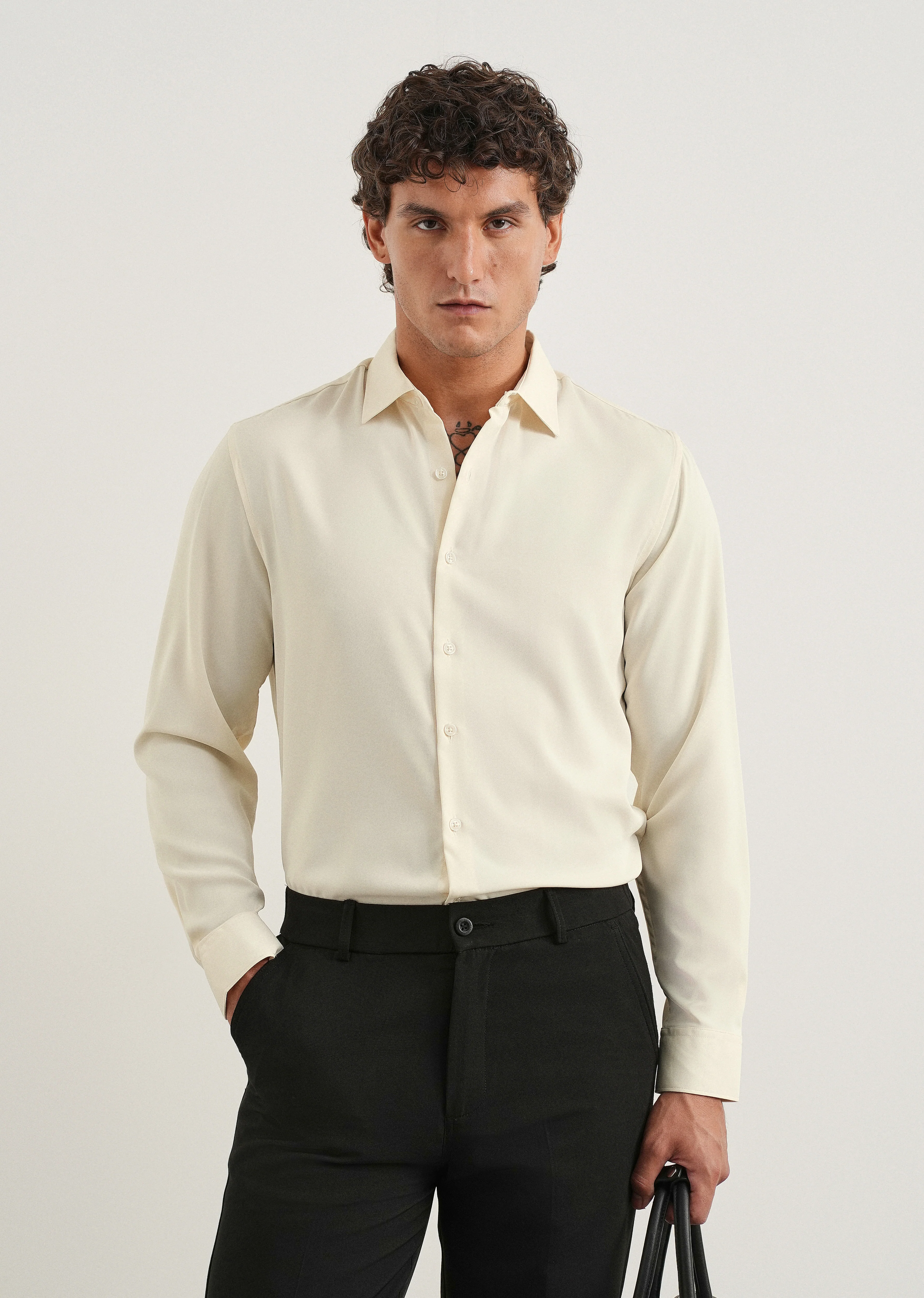 Cream Fluid Soft Shirt - Image 7
