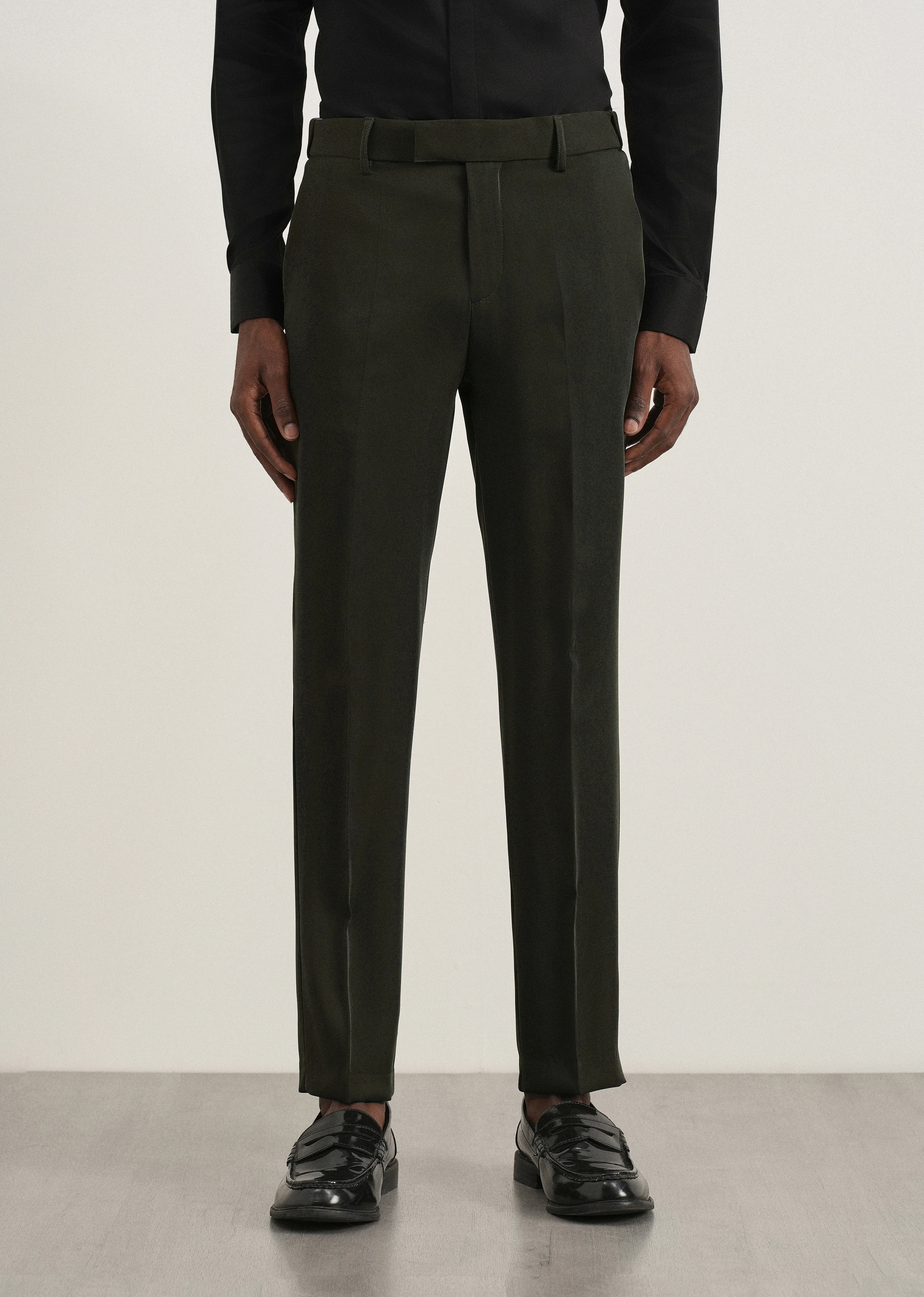 Dark Olive Flex Waist Slim Fit Trouser - Image 3
