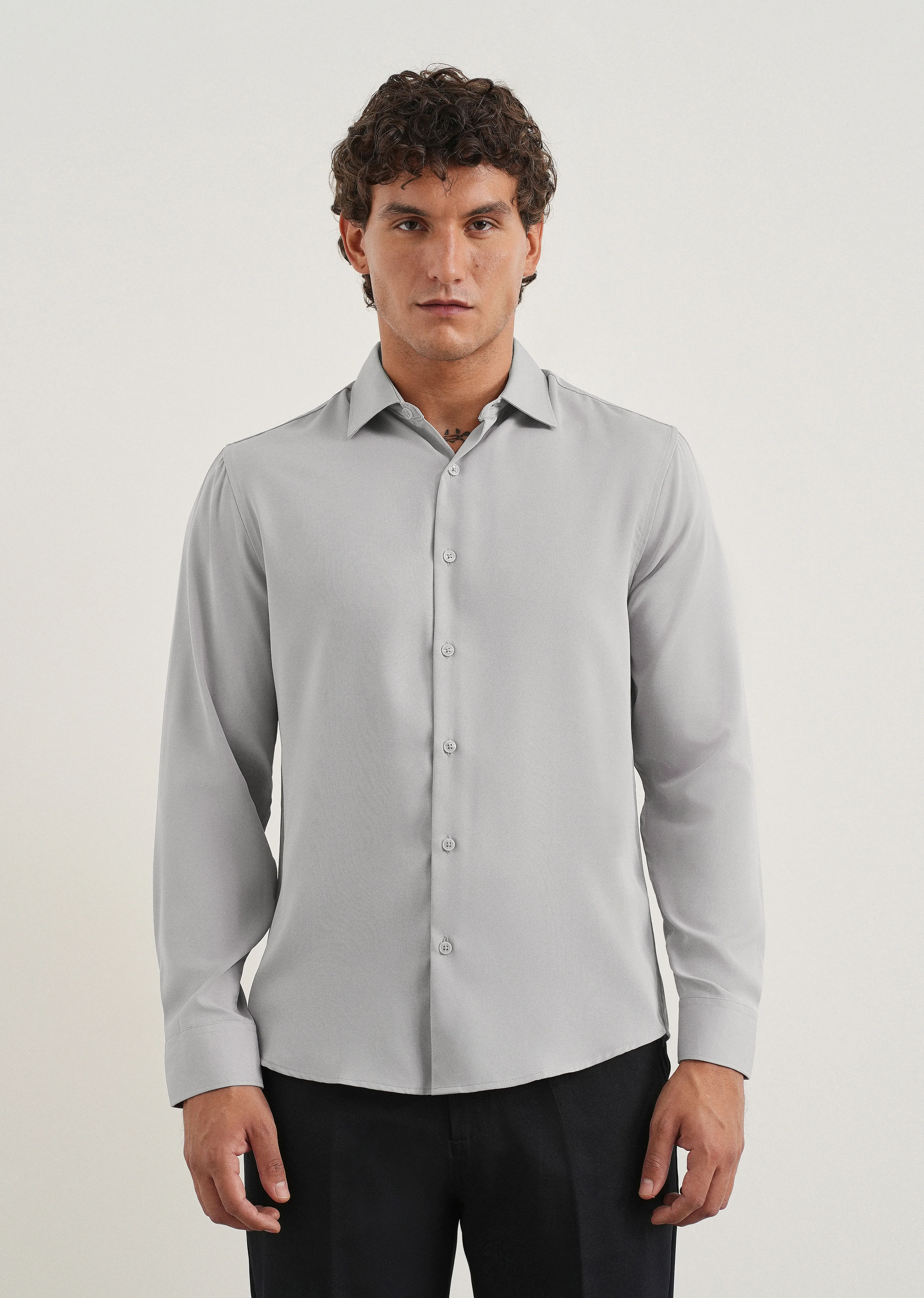 Grey Fluid Soft Shirt - Image 2
