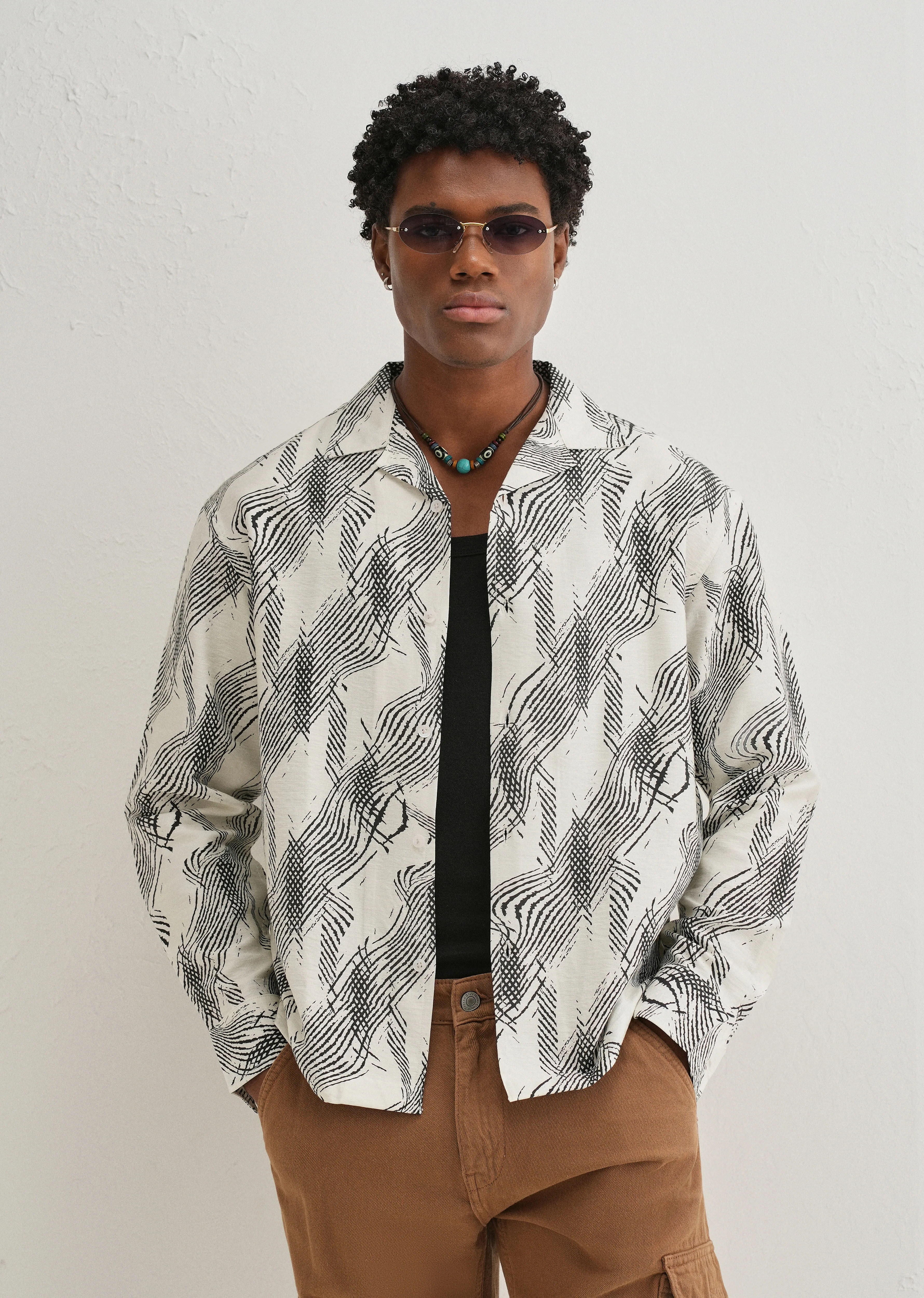 Ivory Modern Sketch Printed Shirt