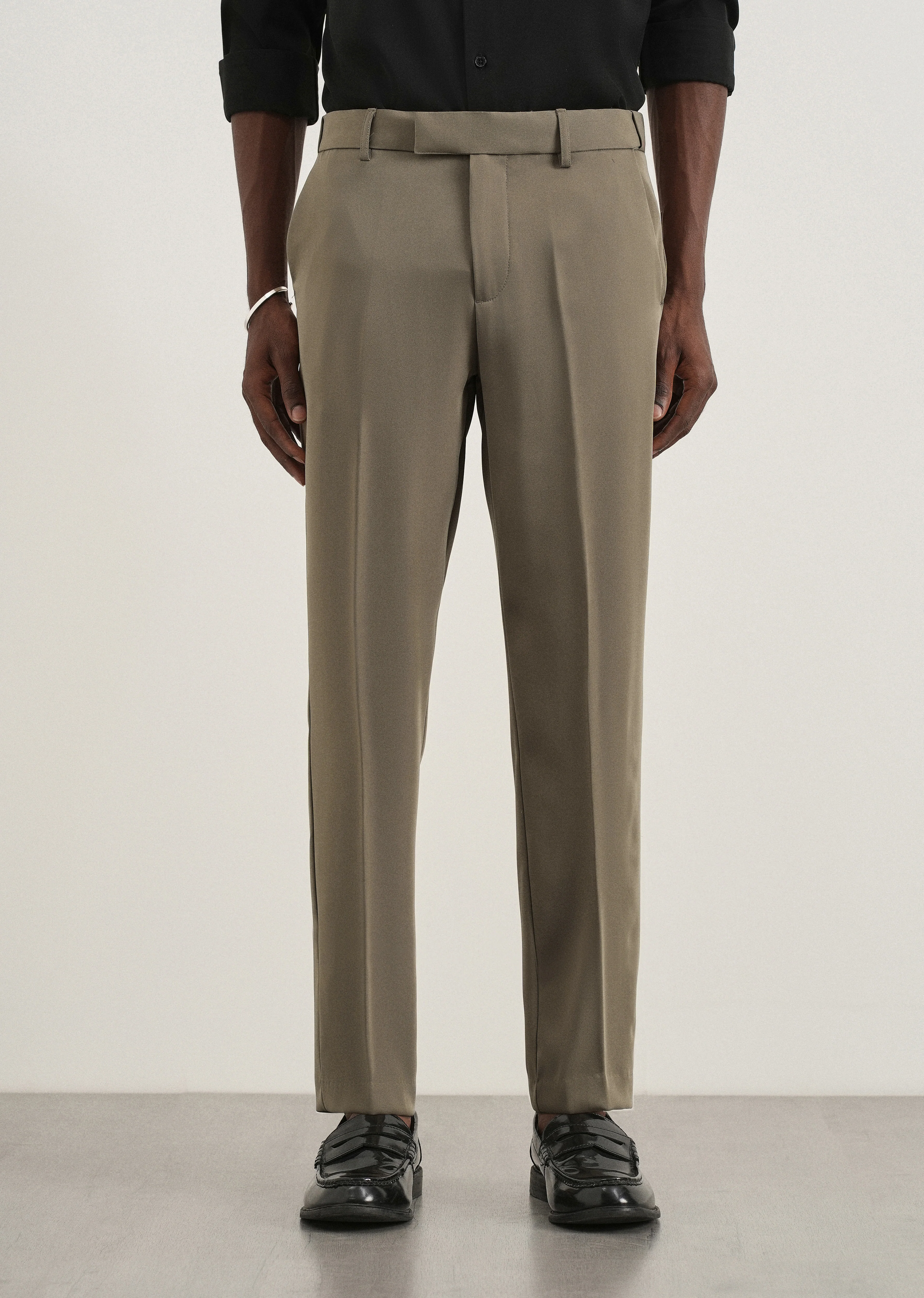 Khaki Green Flex Waist Slim Fit Trouser - Image 3