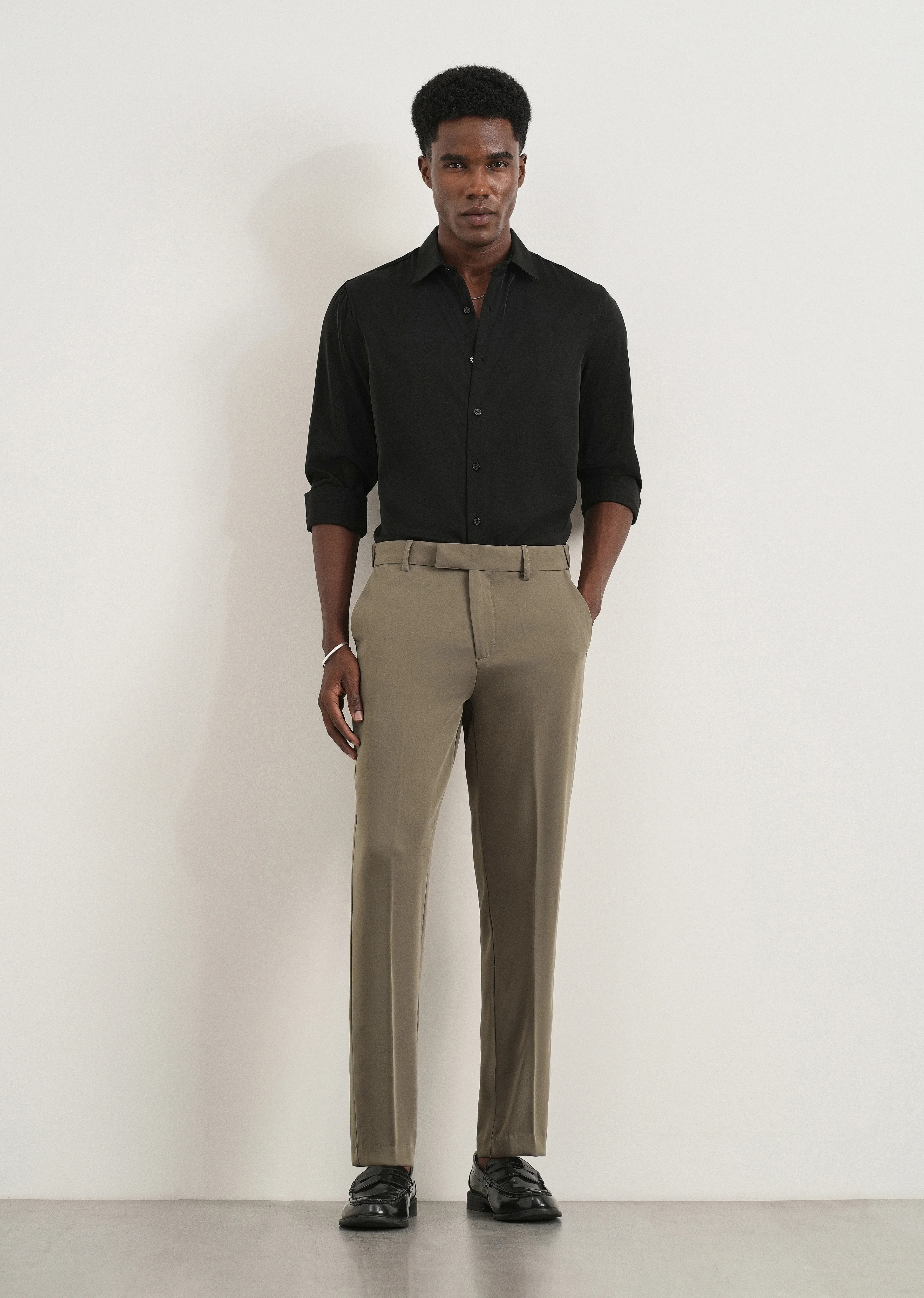 Khaki Green Flex Waist Slim Fit Trouser - Image 6