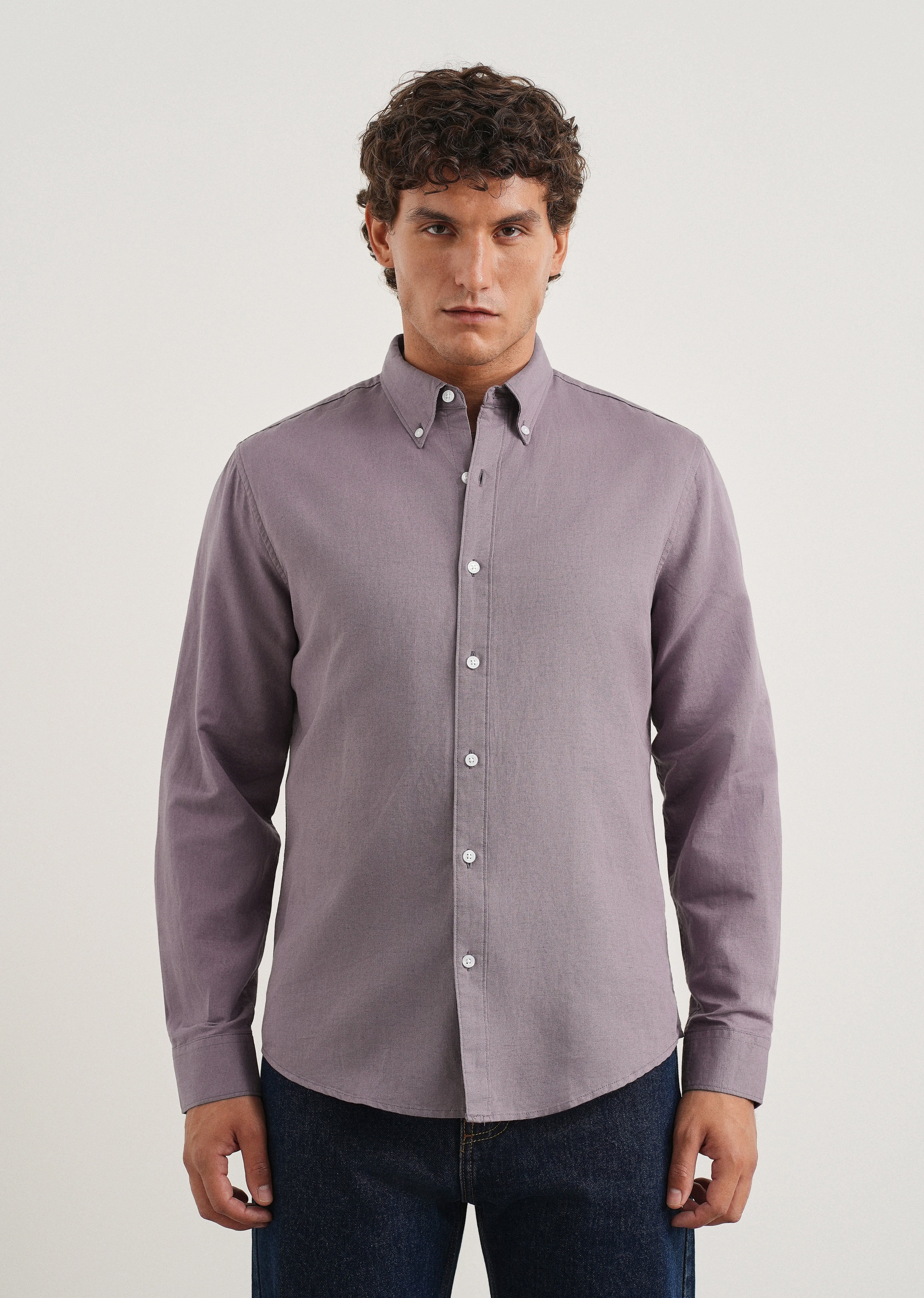 Lilac Cotton Linen Shirt - Image 3