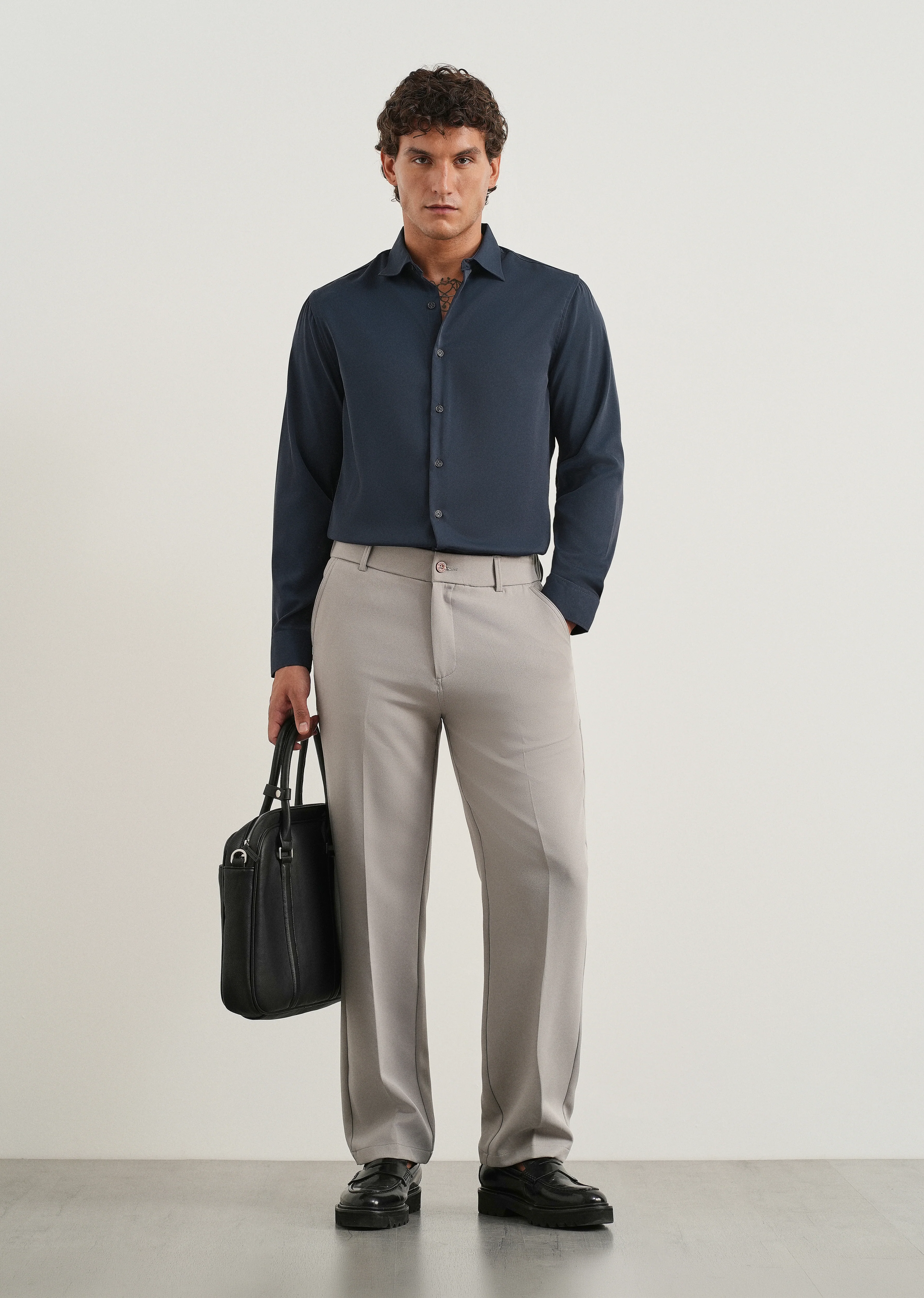 Navy Blue Fluid Soft Shirt - Image 6