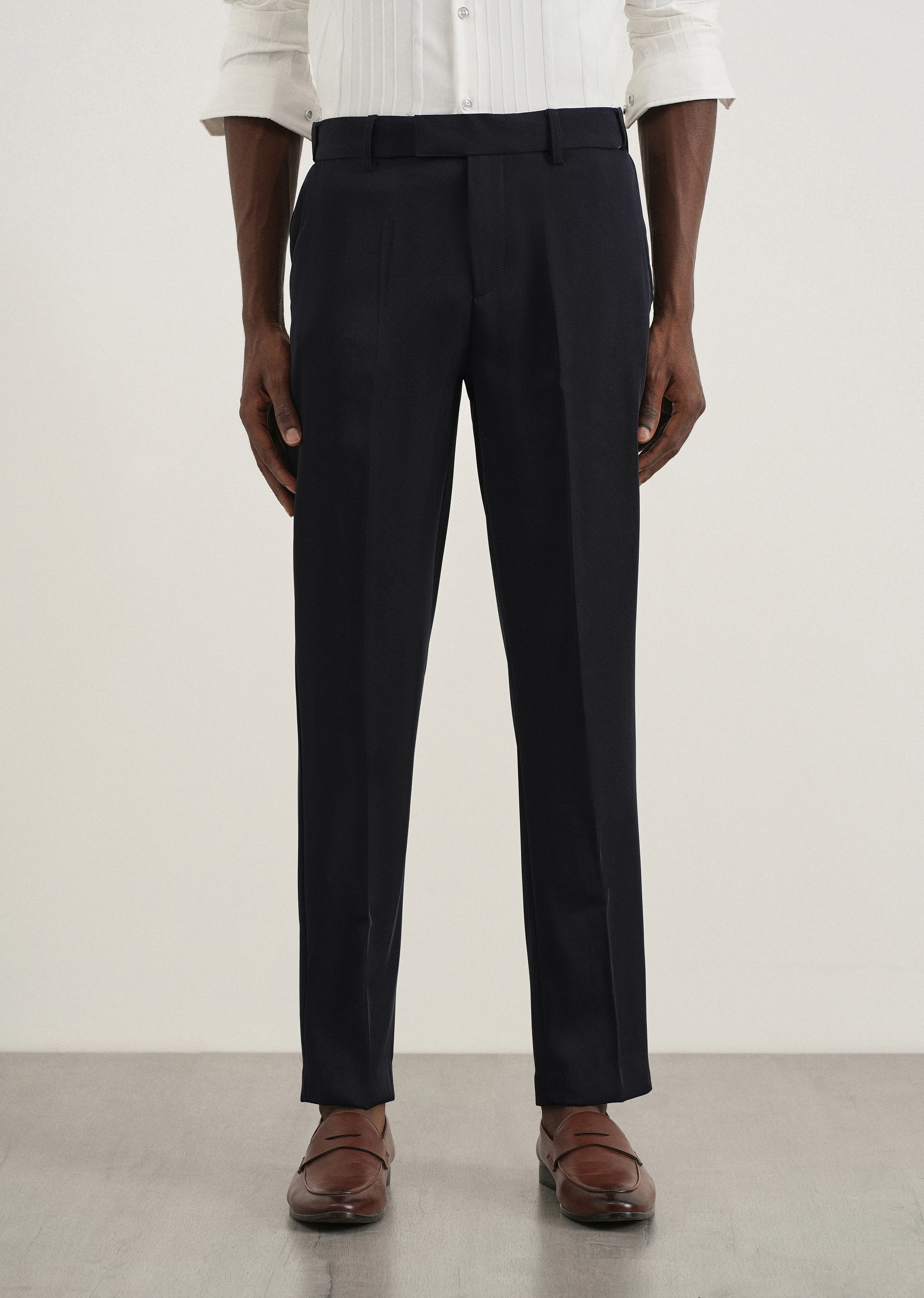 Navy Flex Waist Slim Fit Trouser - Image 3