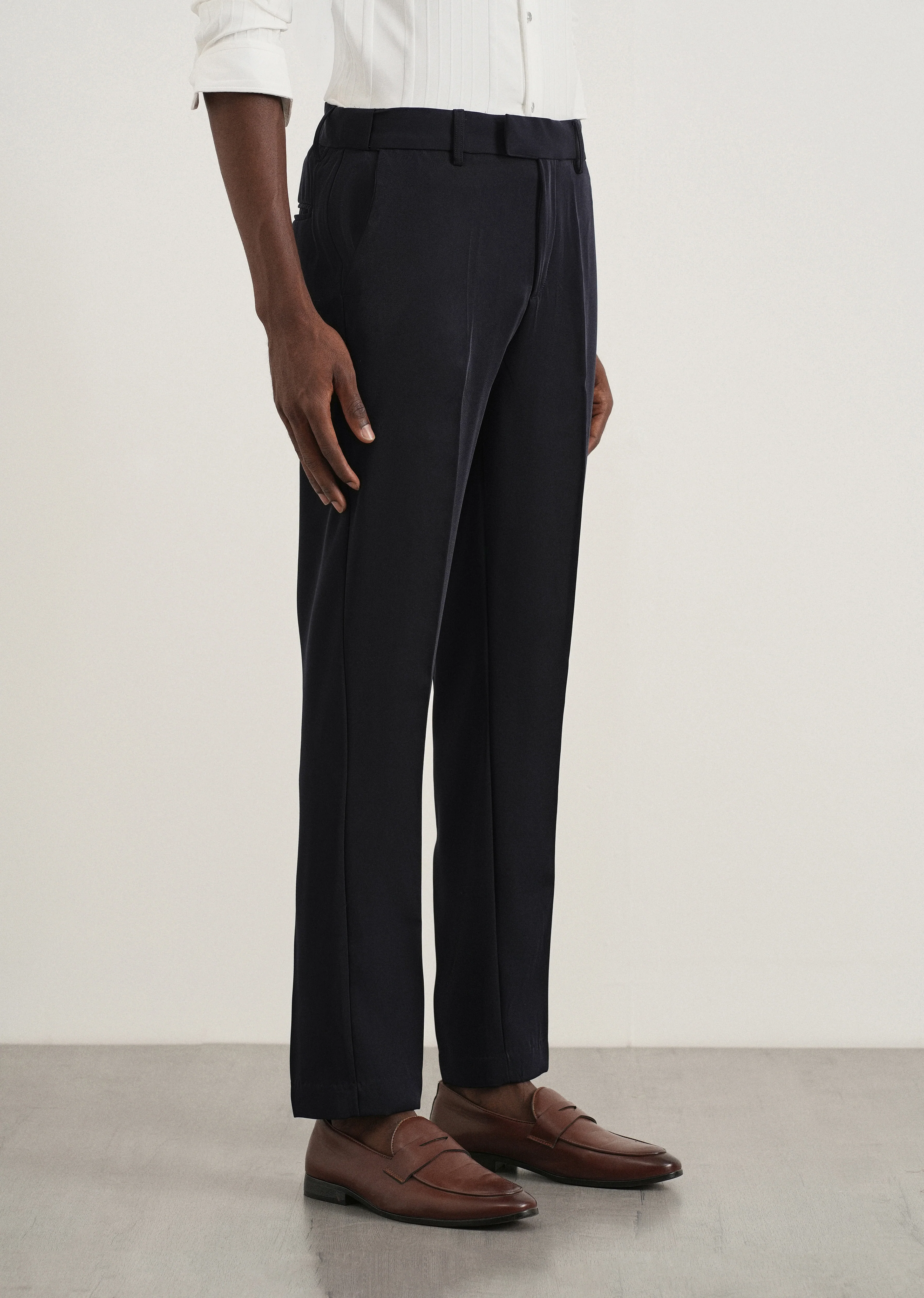Navy Flex Waist Slim Fit Trouser - Image 4