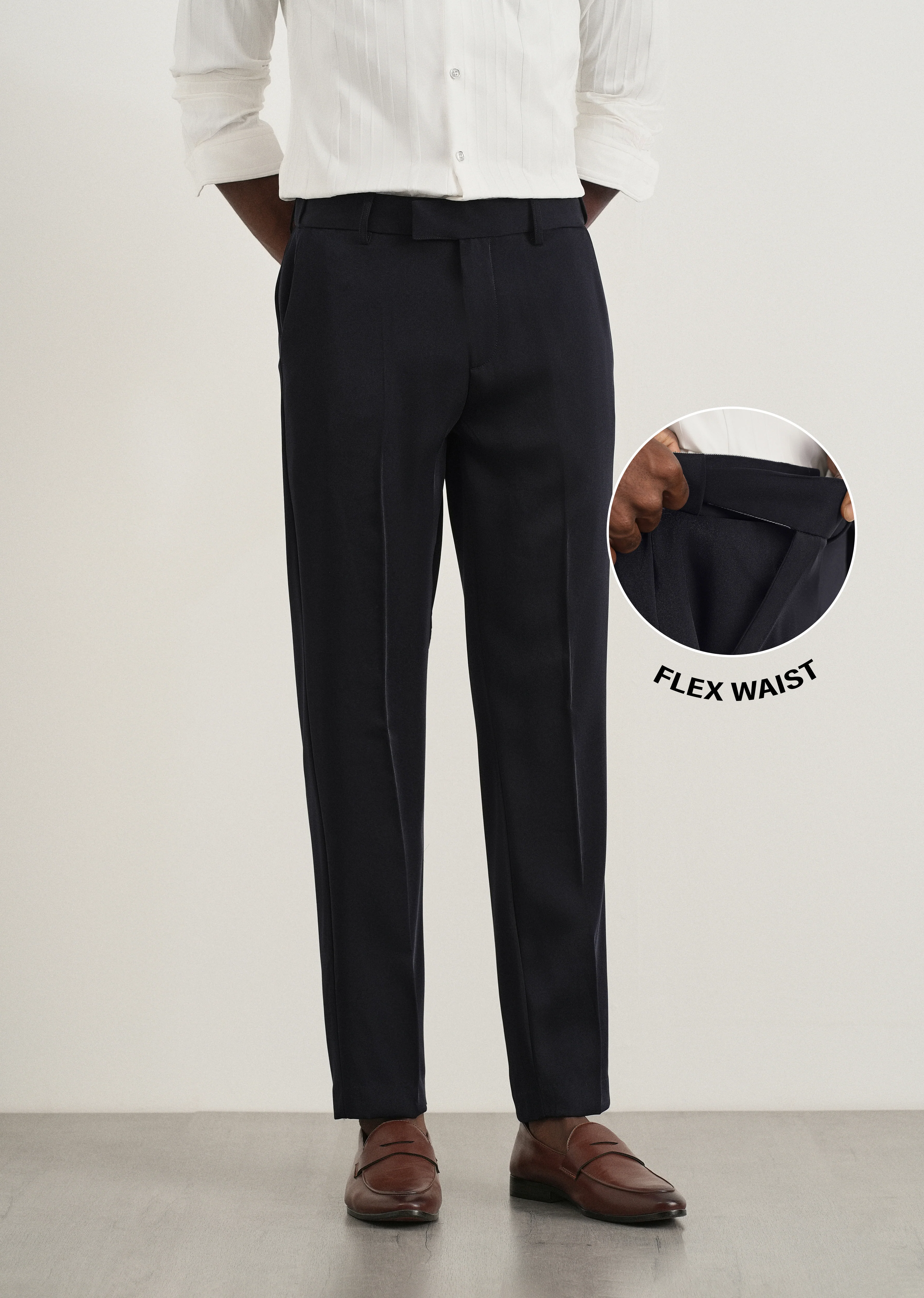 Navy Flex Waist Slim Fit Trouser - Image 7