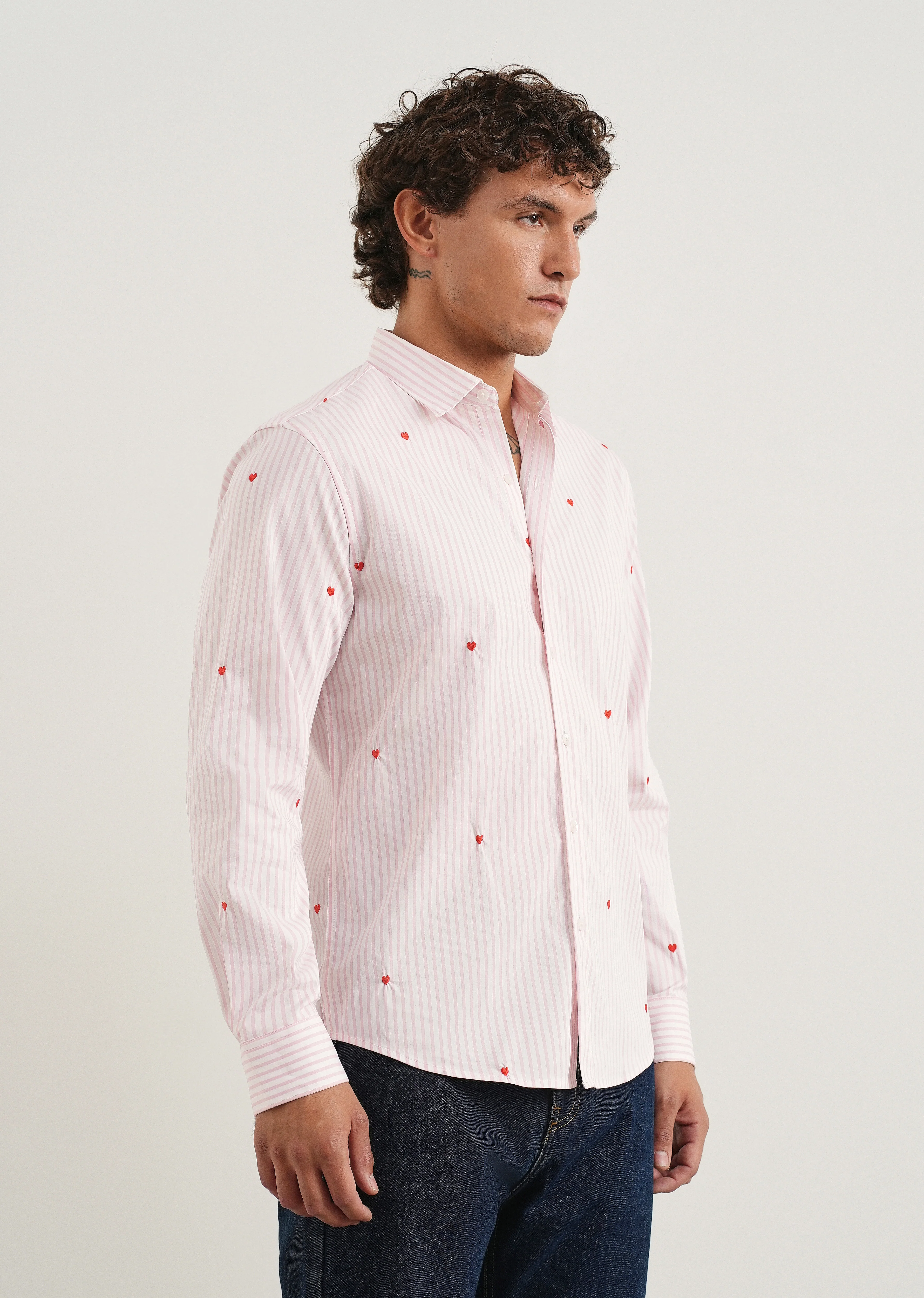 Pink Mini Heart Embroidered Stripe Shirt - Image 4