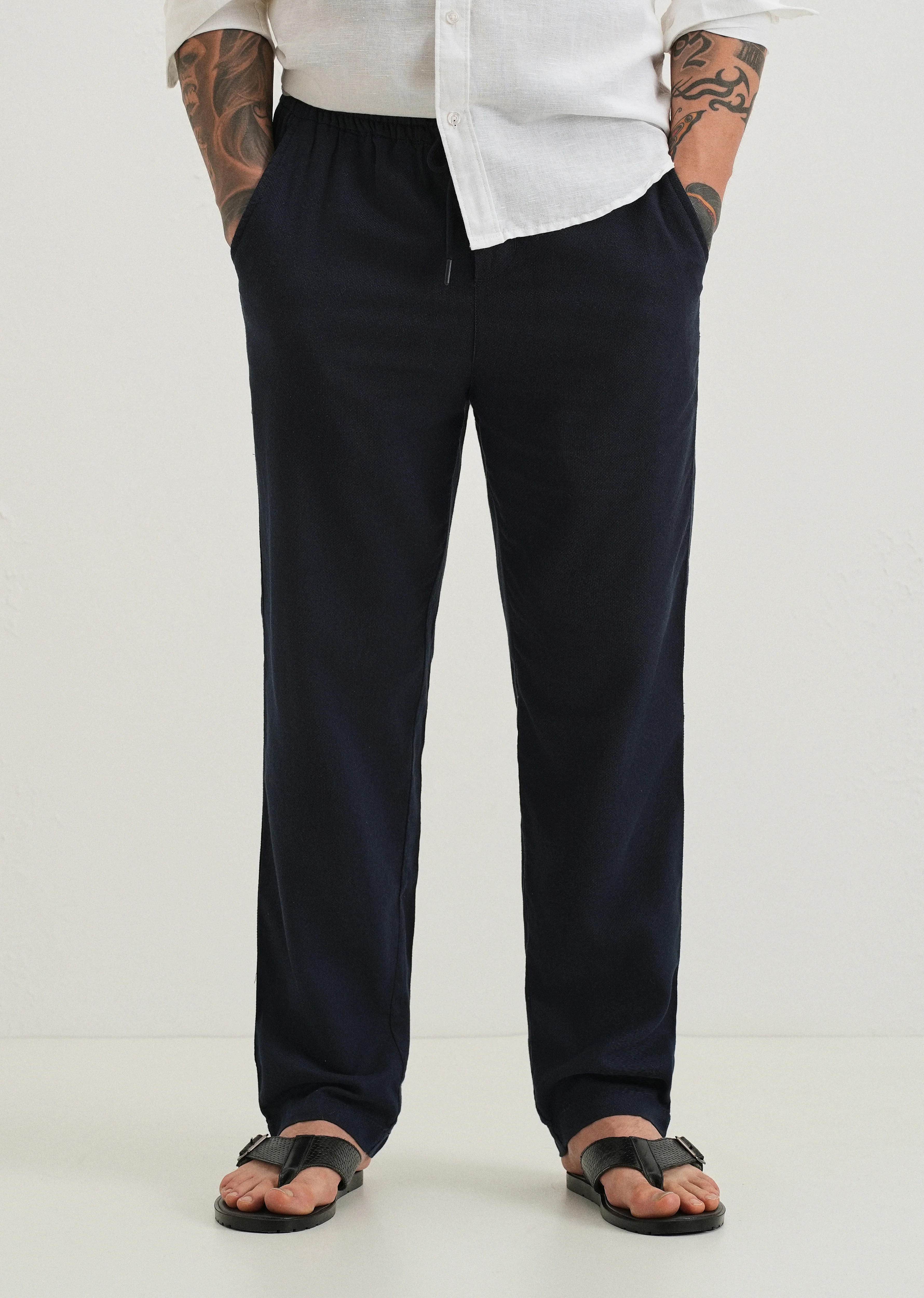 Prussian Blue Textured Pants