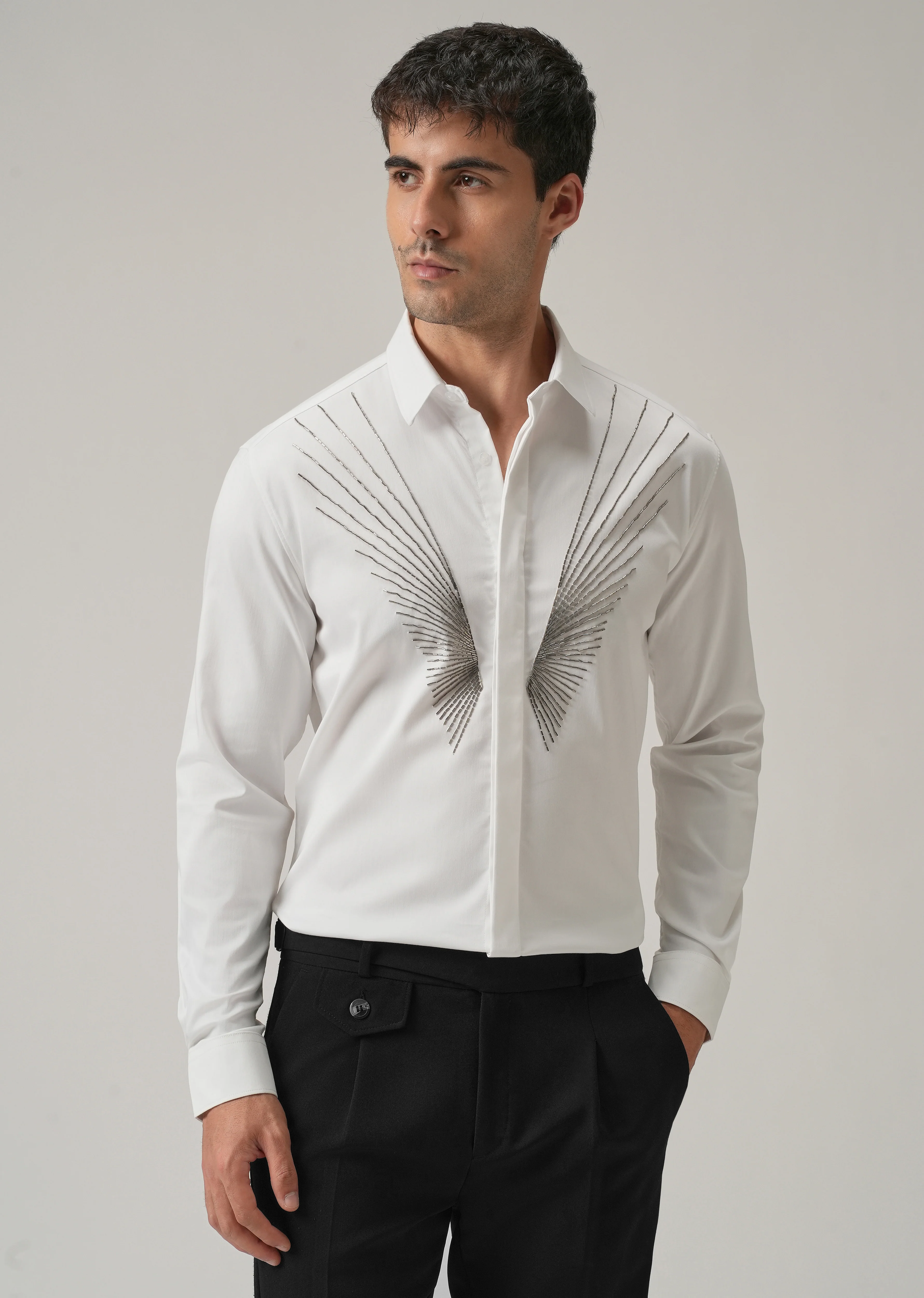 Radiant Handwork White Designer Shirt